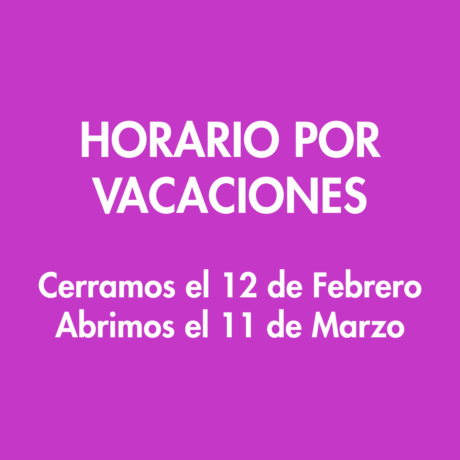 Horarios vacaciones