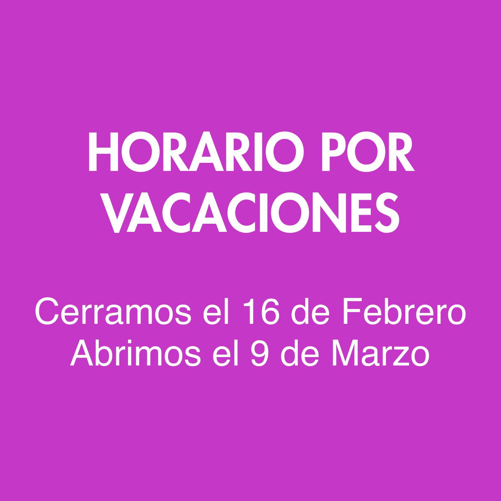 Horarios vacaciones